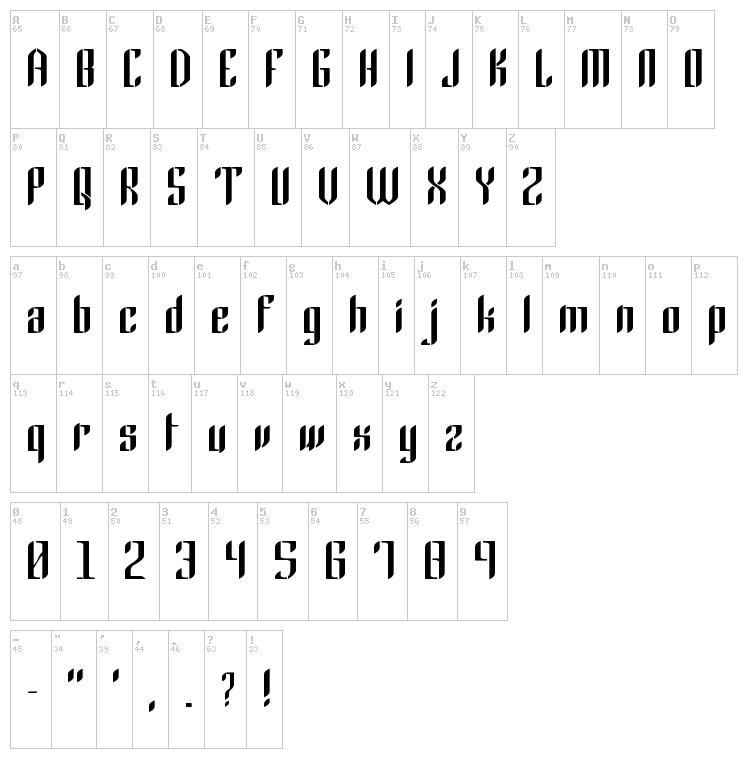 Gothic 45 font map